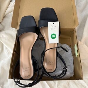 a new day Black Strappy Square-Toe Heeled Sandals